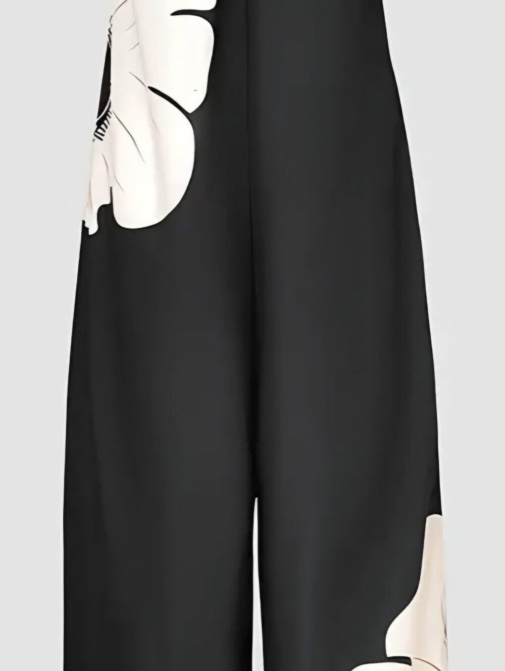 Black Wide-Leg Floral Print Jumpsuit Pants